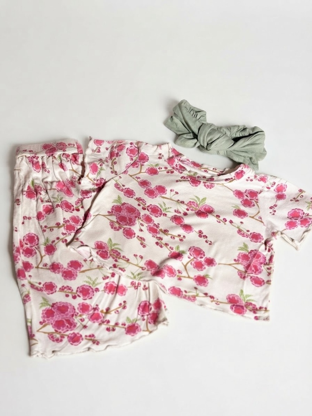 kate quinn Pink Floral Set with Green Headband